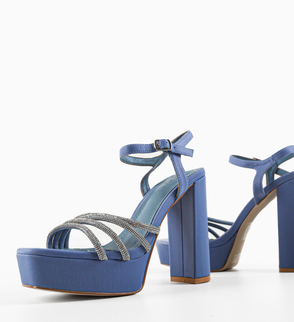 Sandale cu Toc Troy Albastre - Stil Feminin - imagine 8