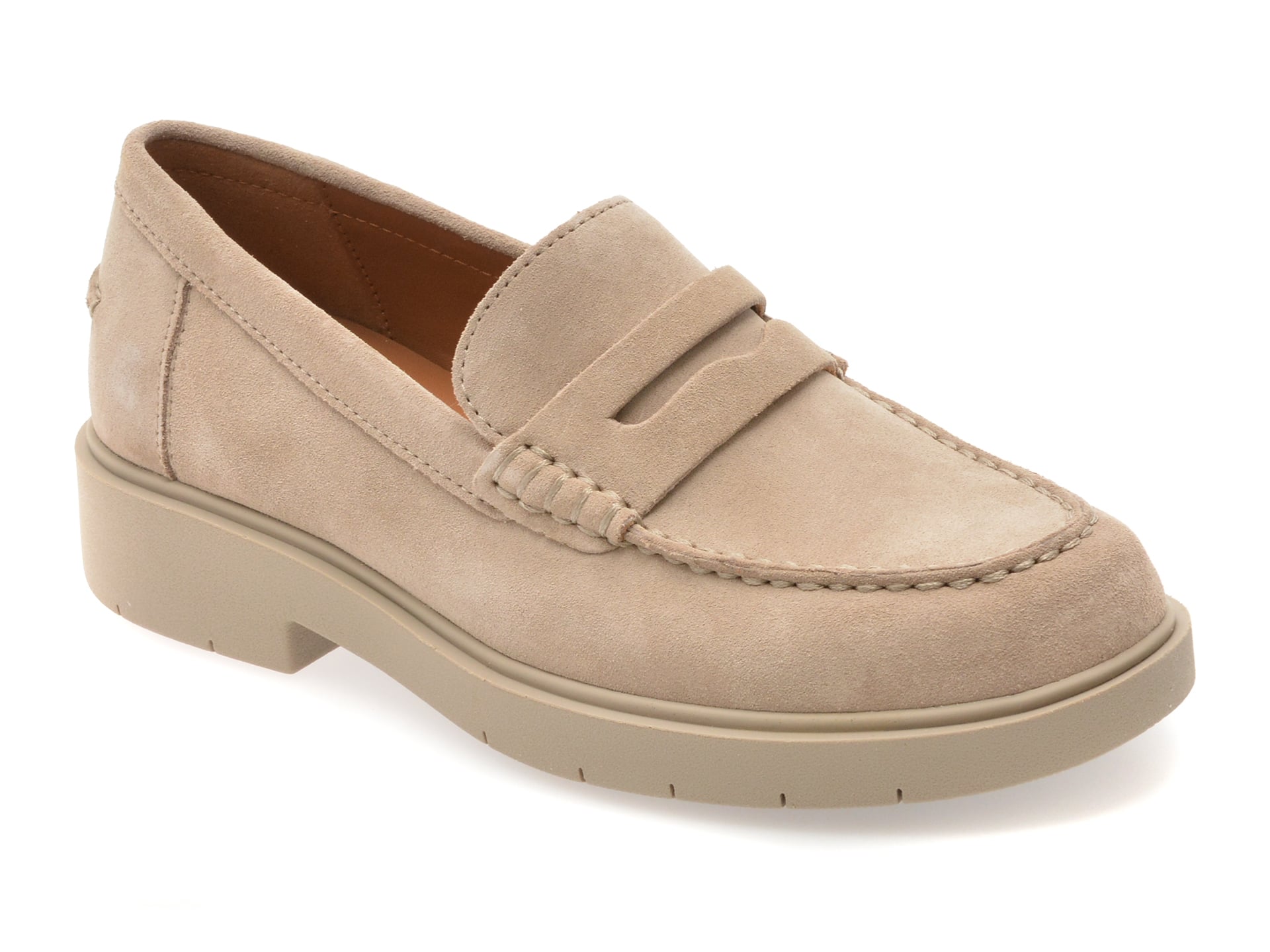 Mocasini GEOX gri, piele intoarsa