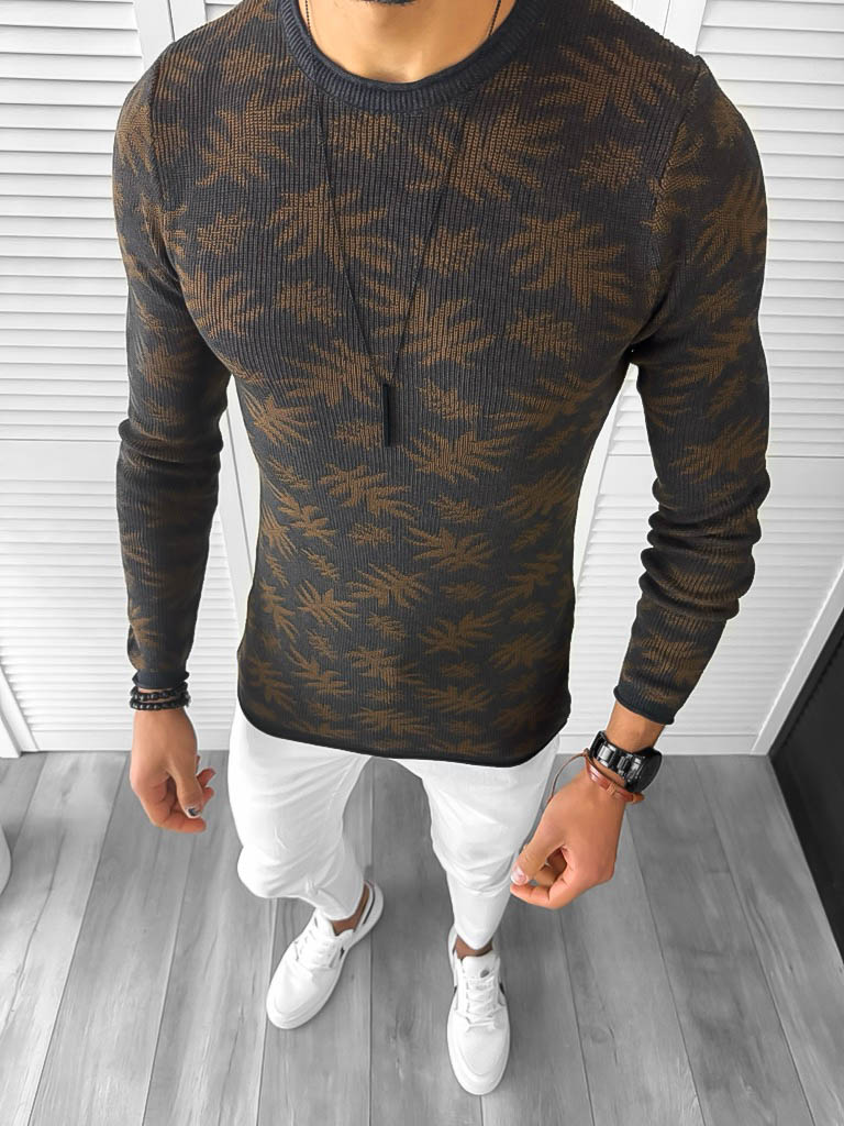 Pulover Barbati Gros Slim Fit Maro | Stil Modern