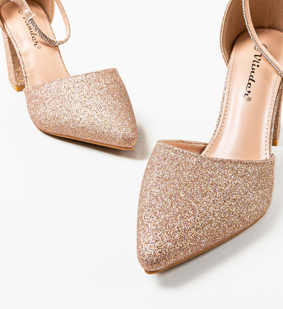Pantofi Virginia Aurii 2 cu Toc Eleganți - imagine 6