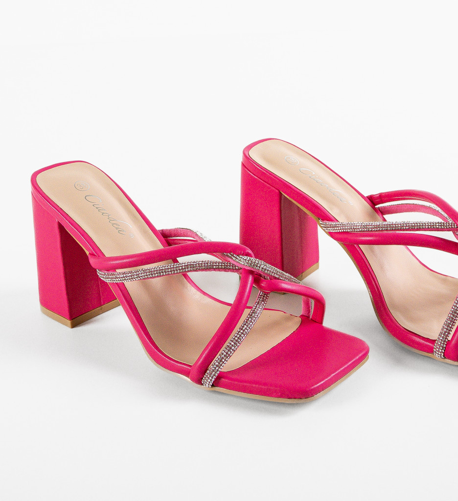 Saboti Dama Fuchsia cu Toc Eleganți - imagine 6