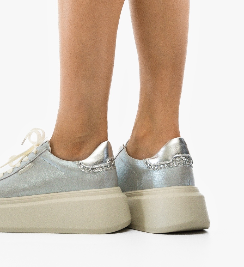 Pantofi Casual Lalere Argintii Eleganți - imagine 6