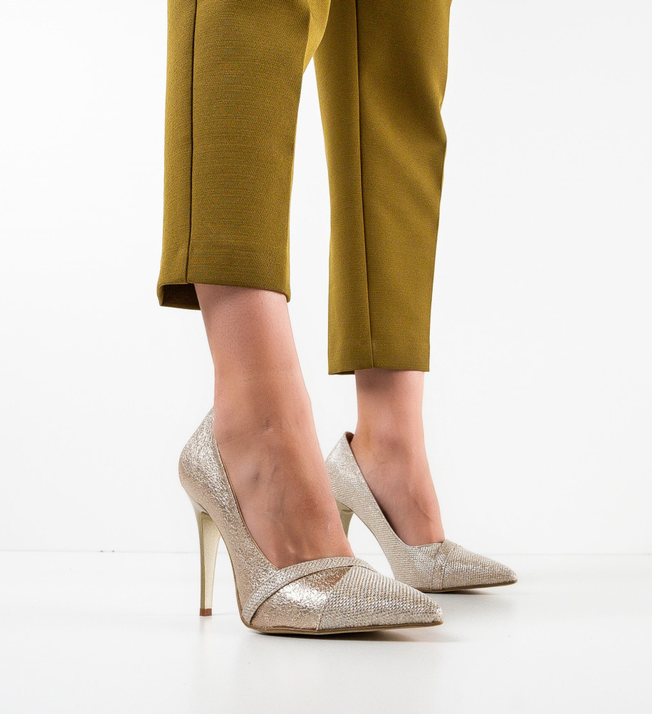 Pantofi cu Toc Grigor Aurii | Eleganță și Stil - imagine 2