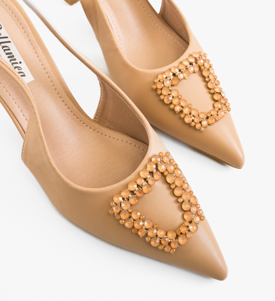Pantofi Dama Vaneza Camel Eleganți cu Toc - imagine 5