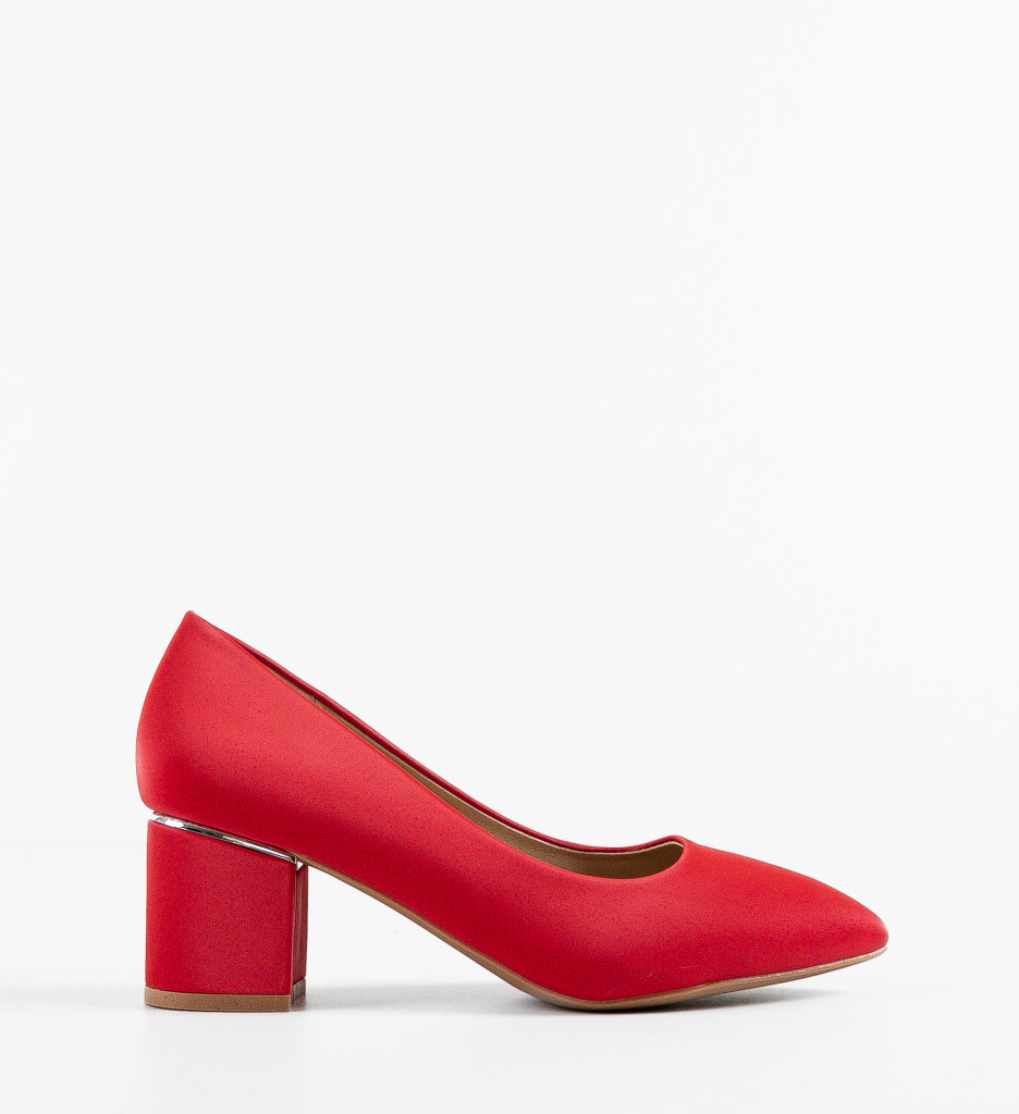 Pantofi dama Berry Rosii cu toc elegant - imagine 7