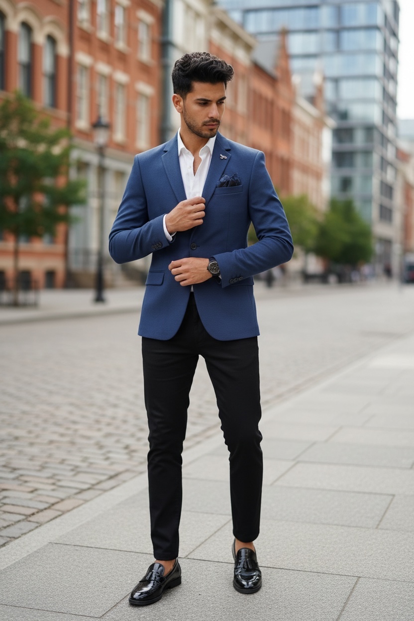 Sacou Barbati Bleumarin Slim Fit Elegant