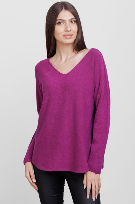 Pulover V-Neck Magenta Versatil | Shopika