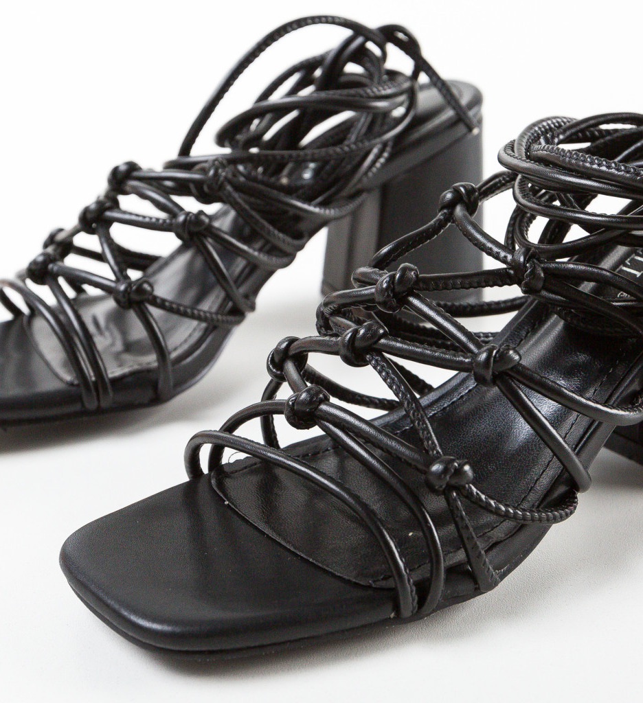 Sandale Vision Negre cu Toc Elegante - imagine 8