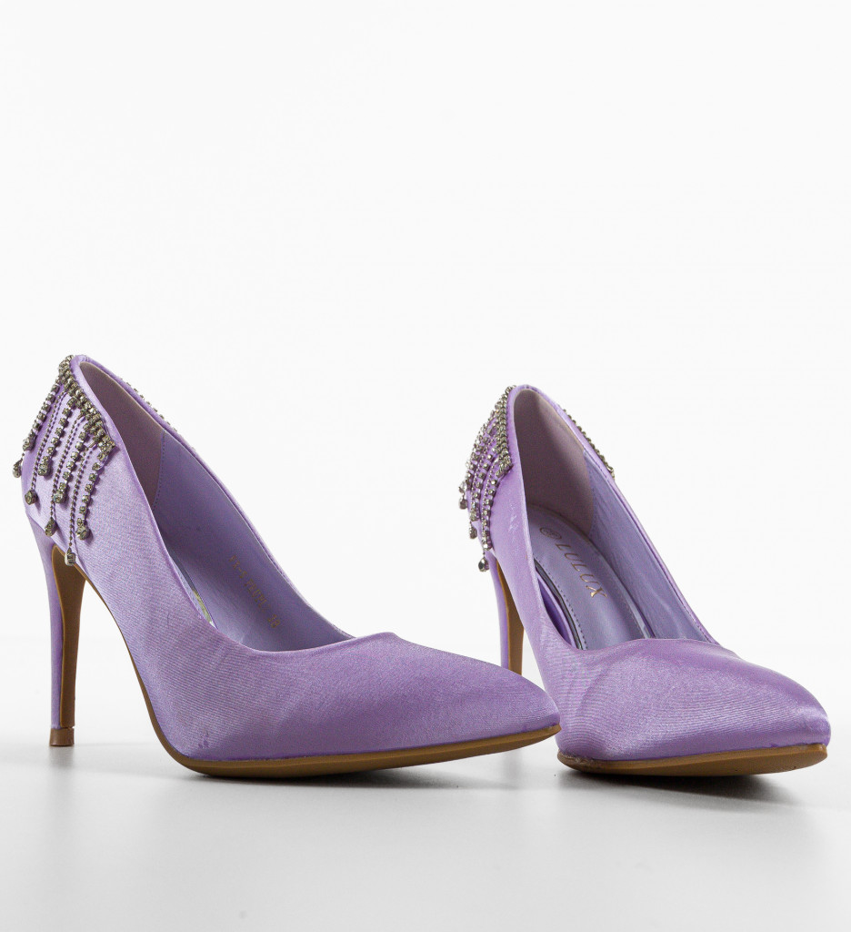 Pantofi Teres Mov Eleganți cu Toc - imagine 7
