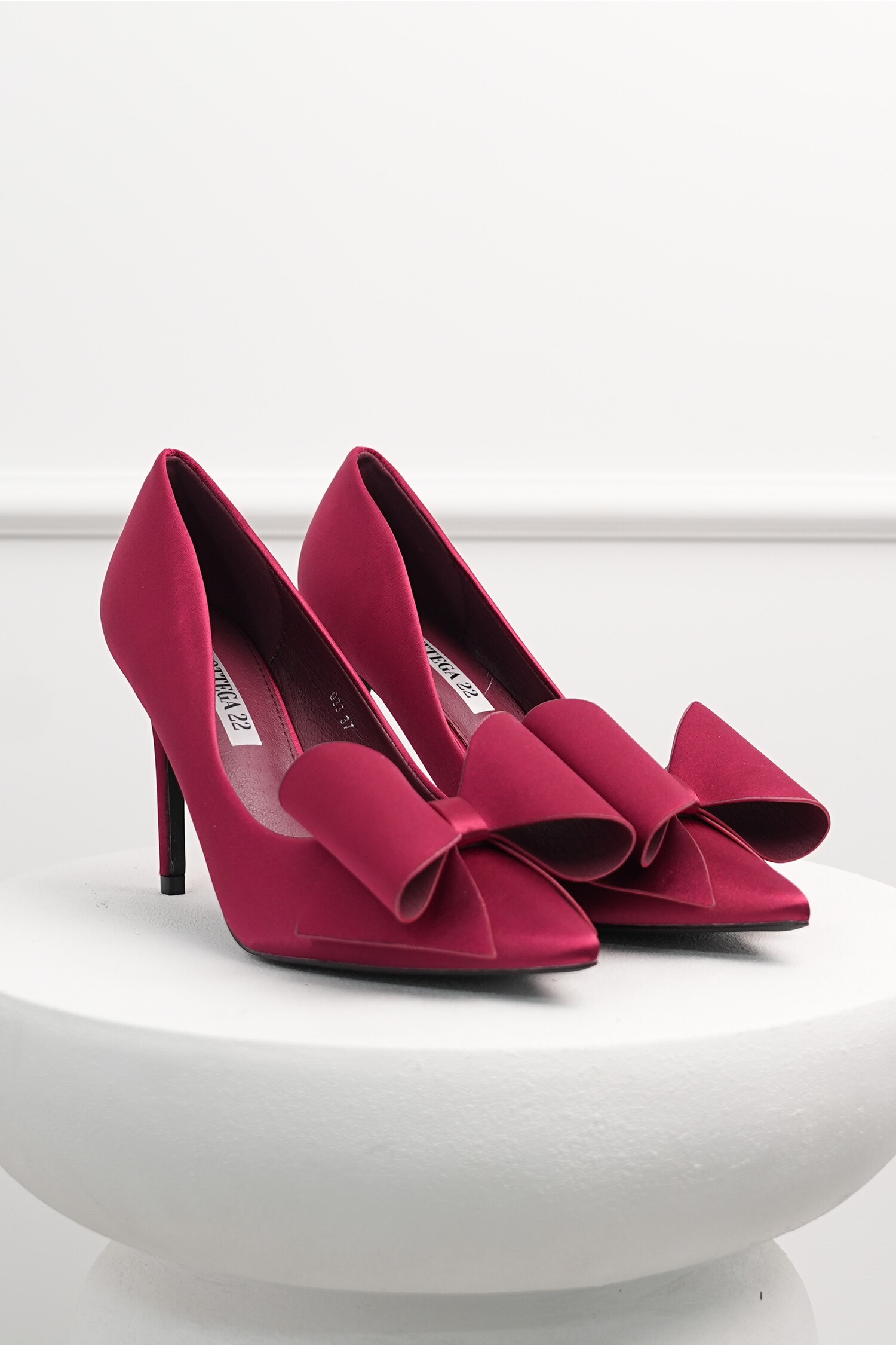 Pantofi Satinat Bordo cu Funda | Toc 9cm Eleganți