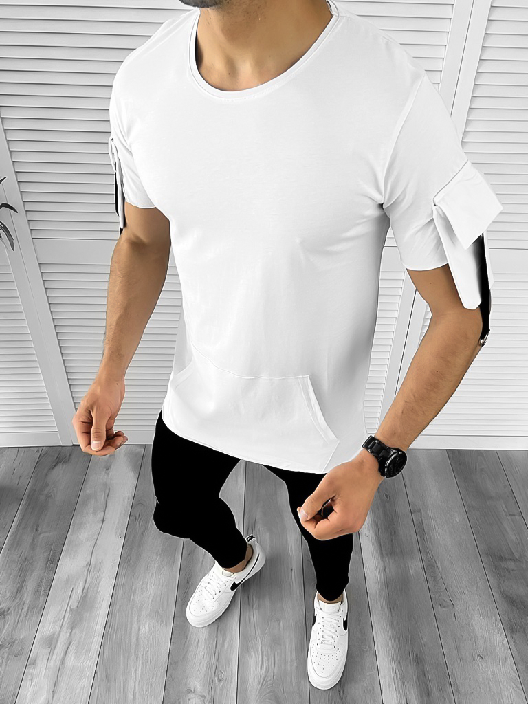 Tricou barbati alb slim fit CU MIC DEFECT DEF9346