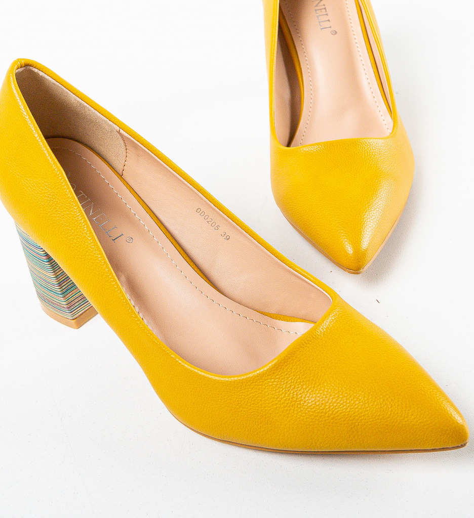 Pantofi Jaylen Galbeni cu Toc Eleganți - imagine 6