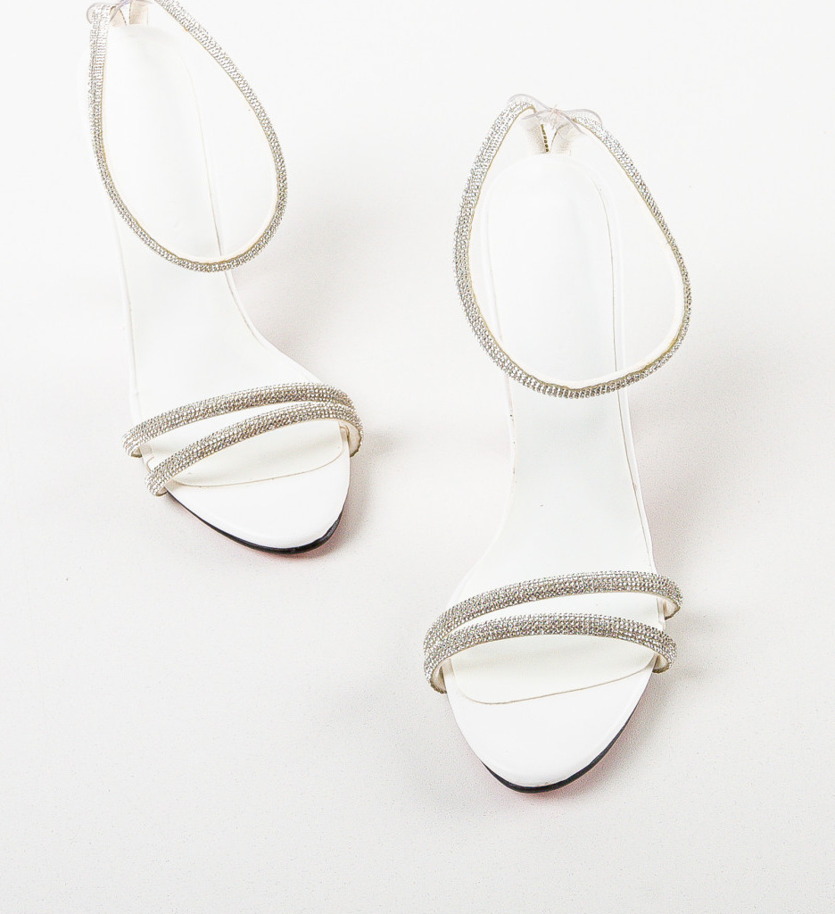 Sandale Garka Albe cu Toc Elegante - imagine 5