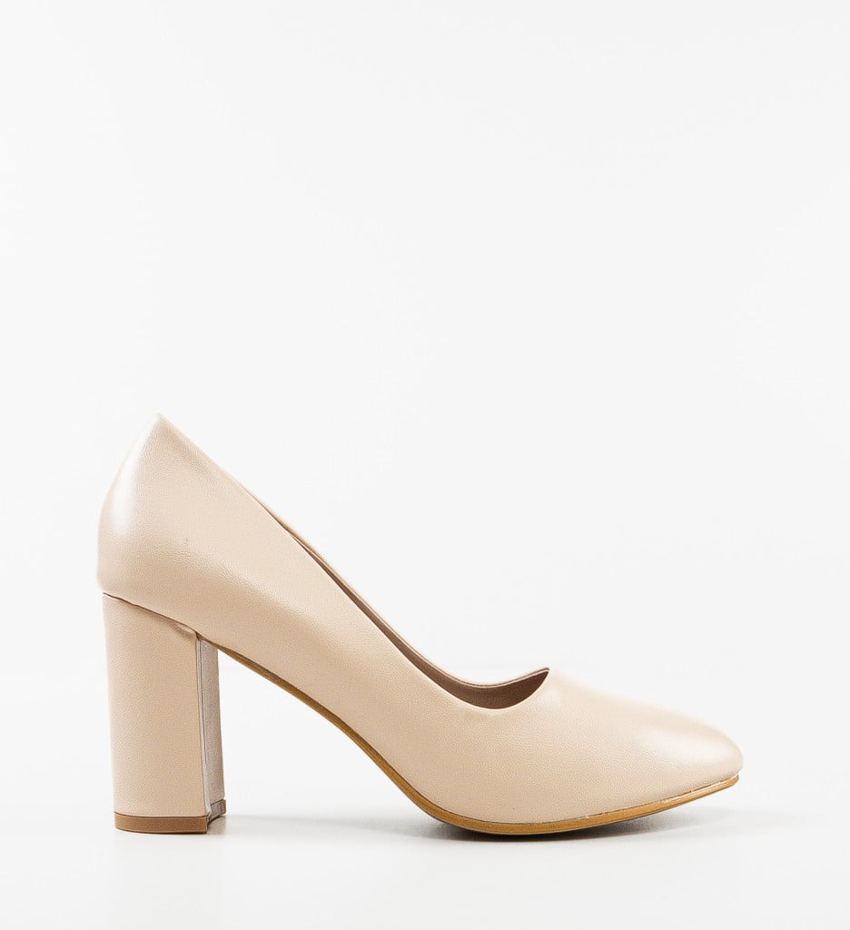 Pantofi dama Lorna Bej cu toc elegant - imagine 9