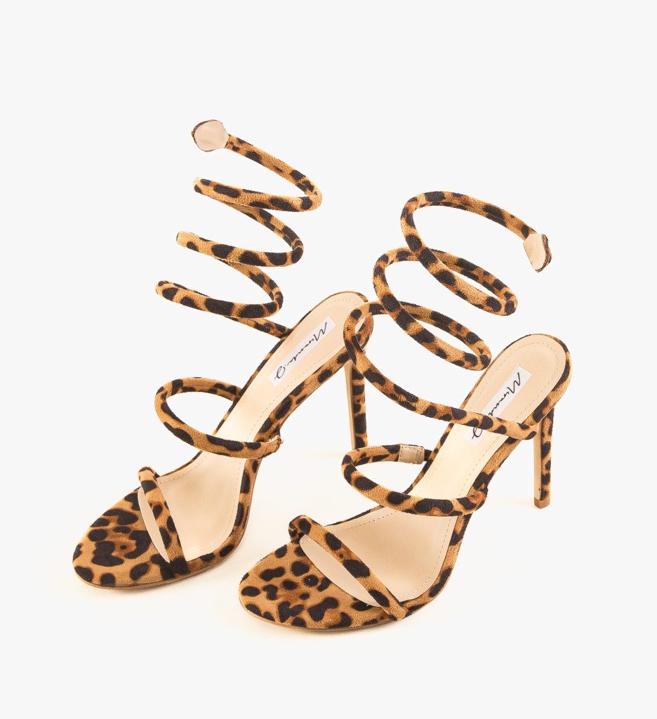 Sandale Dama Animal Print cu Toc Elegant - imagine 4