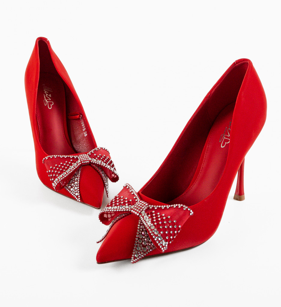 Pantofi Toc Rosii Olybya Eleganți - imagine 6