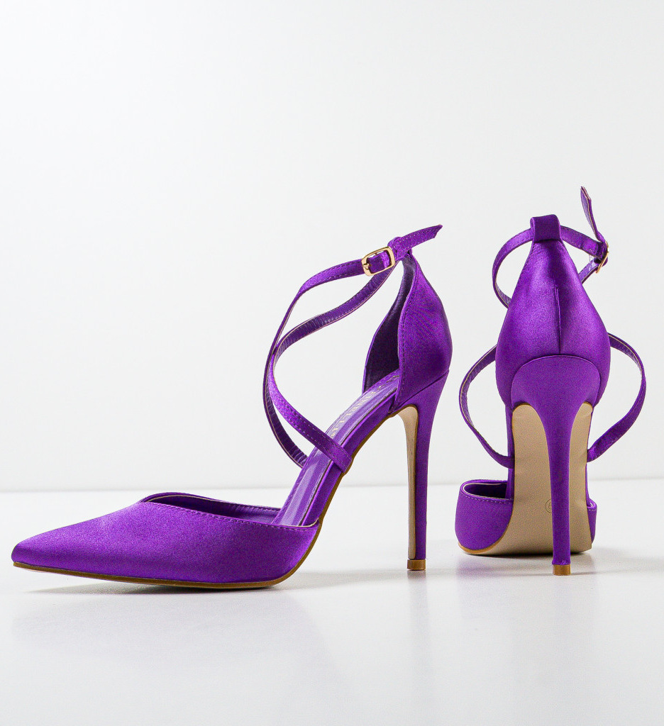 Pantofi cu Toc Eleganți Mov | Arpat - imagine 6
