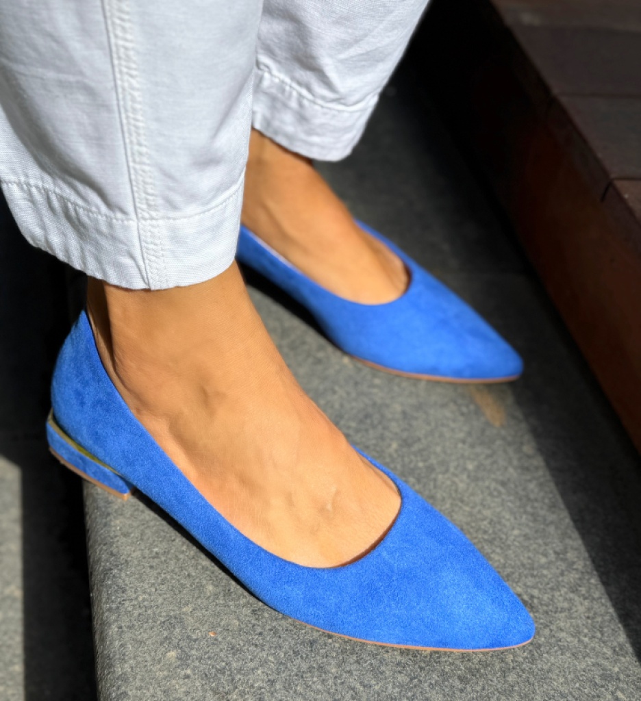 Pantofi Dama Albastri cu Toc Eleganți
