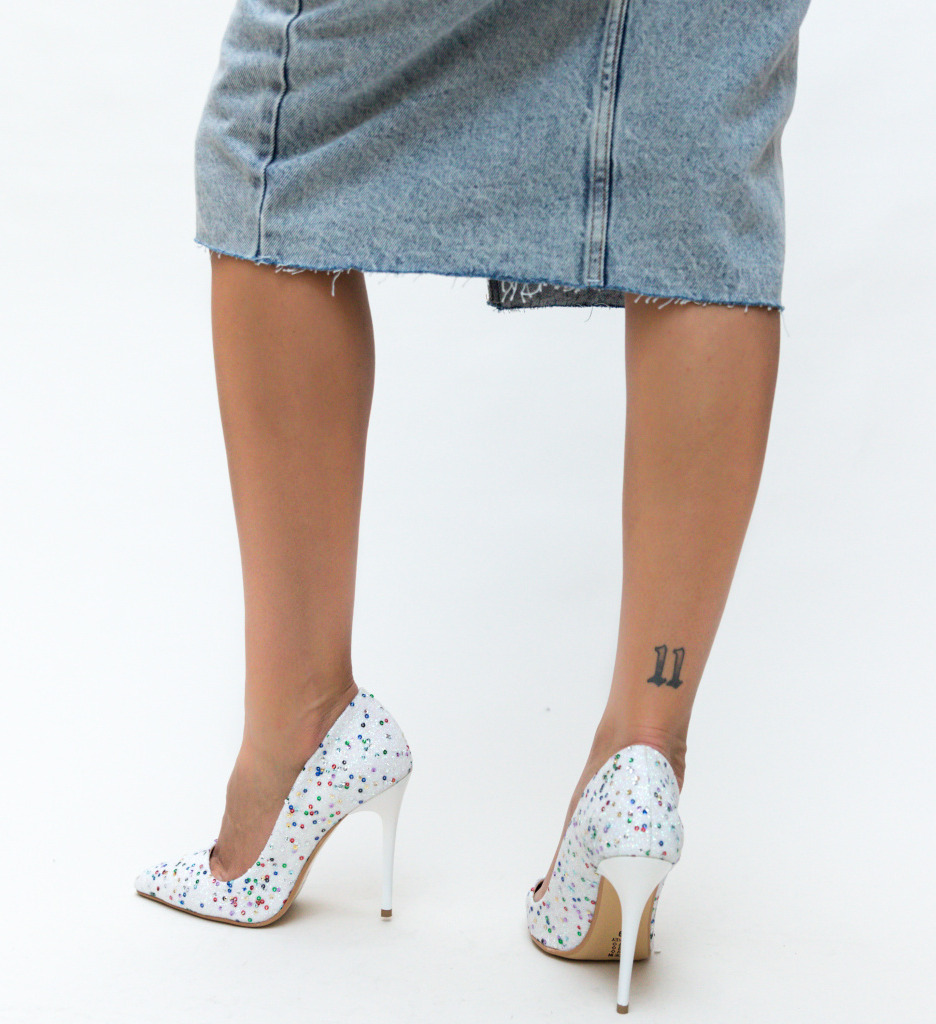 Pantofi Anarhy Albi cu Toc - Eleganță și Stil - imagine 3