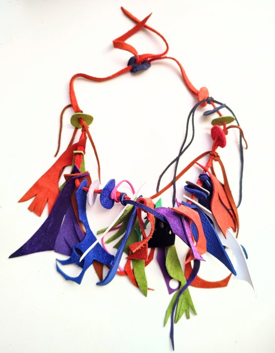 Colier Asimetric Multicolor Piele Naturală | Shopika