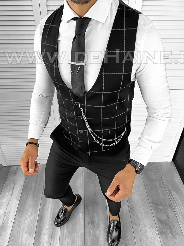 Vesta barbati eleganta slim fit neagra  B8094 M3-4.2