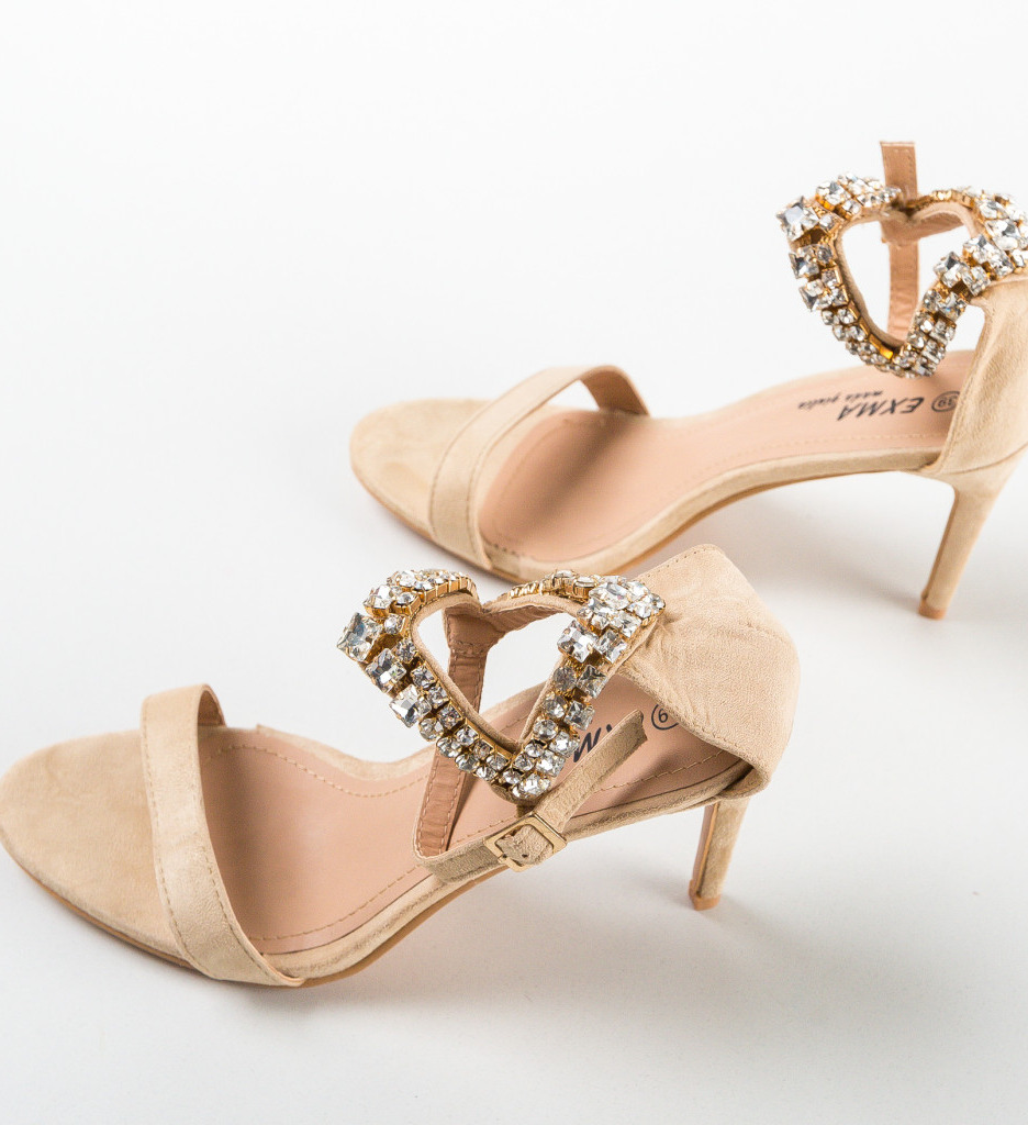 Sandale Johnson Bej Elegante cu Toc - imagine 7
