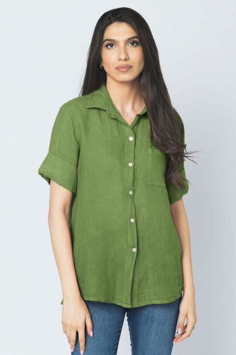 Cămașă In Verde Oliv Shopika | Elegantă și Respirabilă