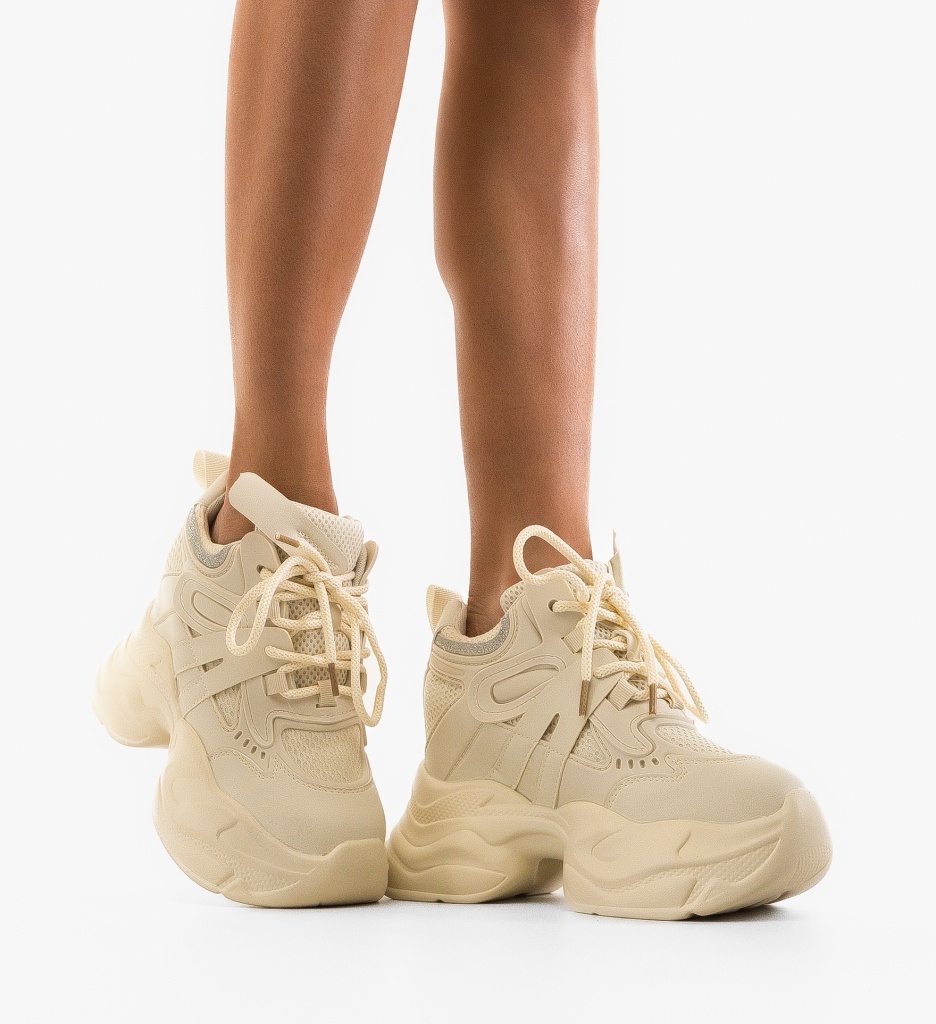 Sneakers Dama Frikan Bej - Confort și Stil