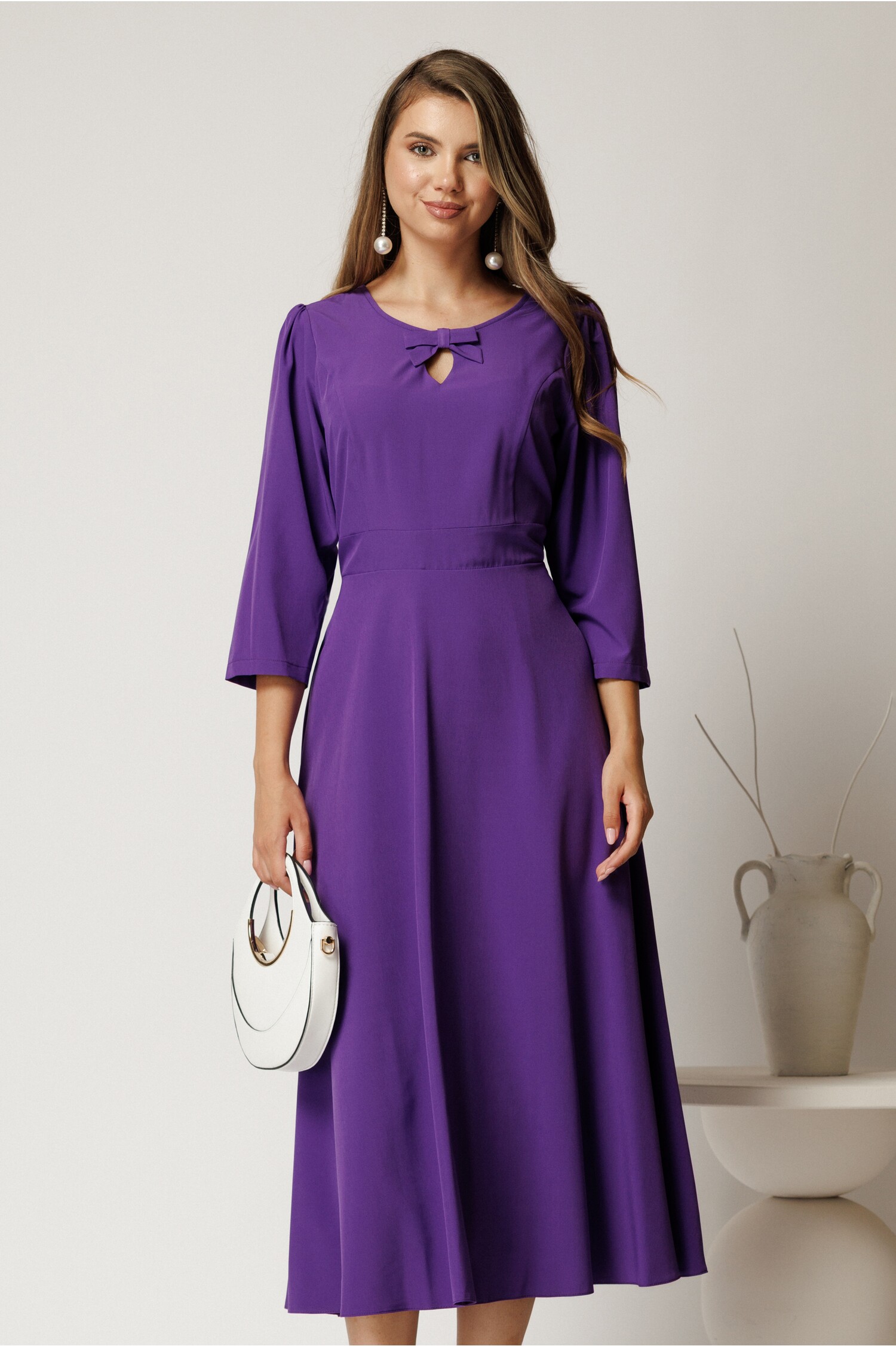 Rochie Midi Mov Viscoza Eleganta Clos
