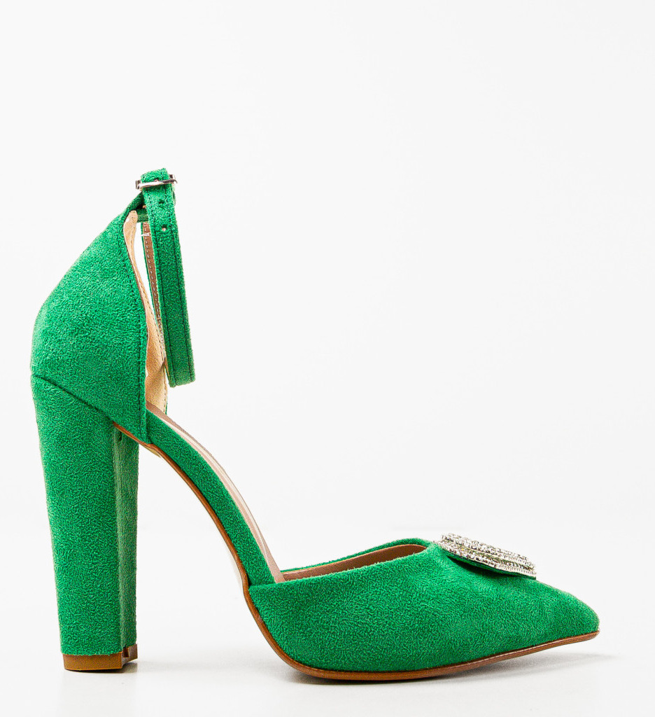 Pantofi Dama Vyvyma Verzi cu Toc Eleganți - imagine 3