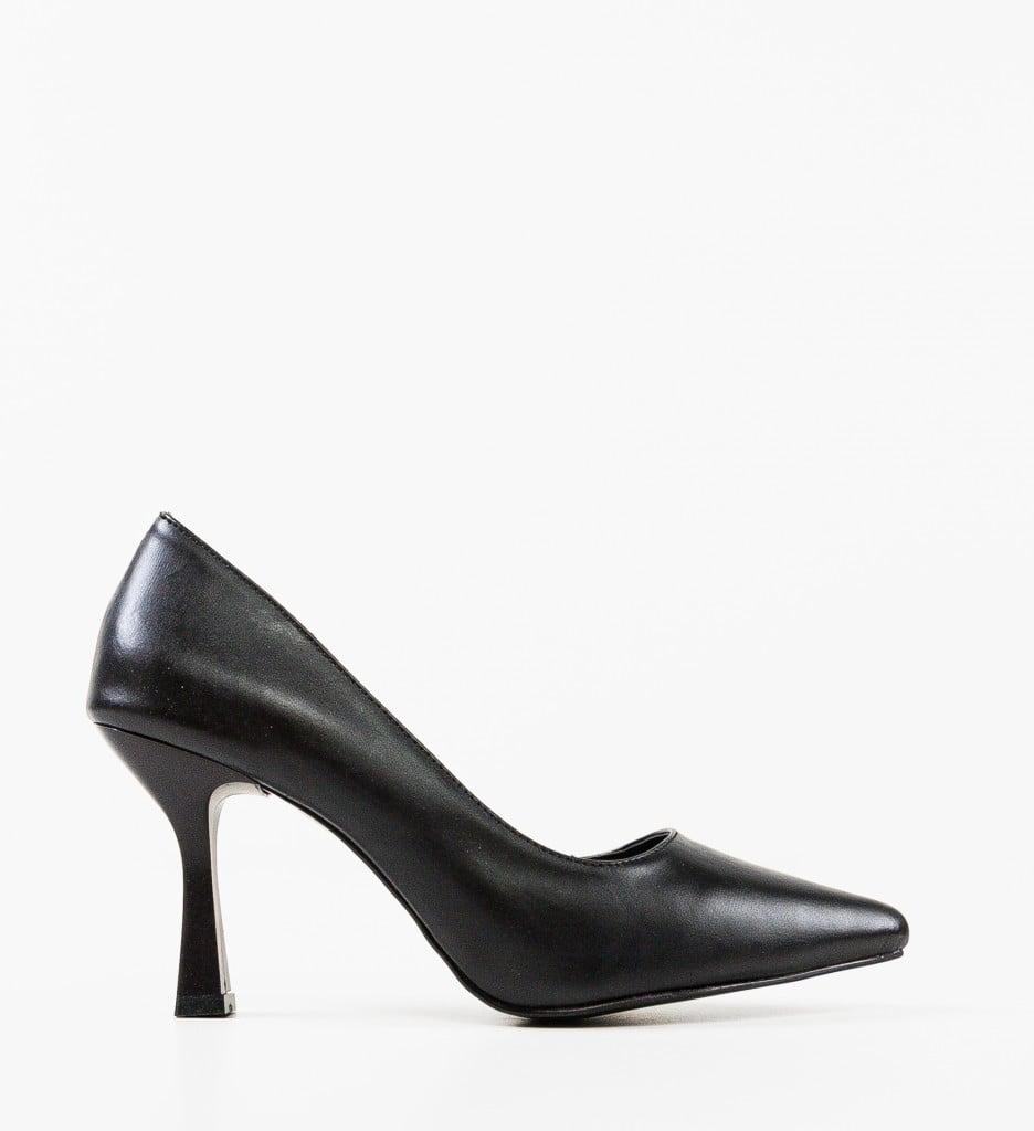 Pantofi Piele Negri cu Toc - Eleganți - imagine 10