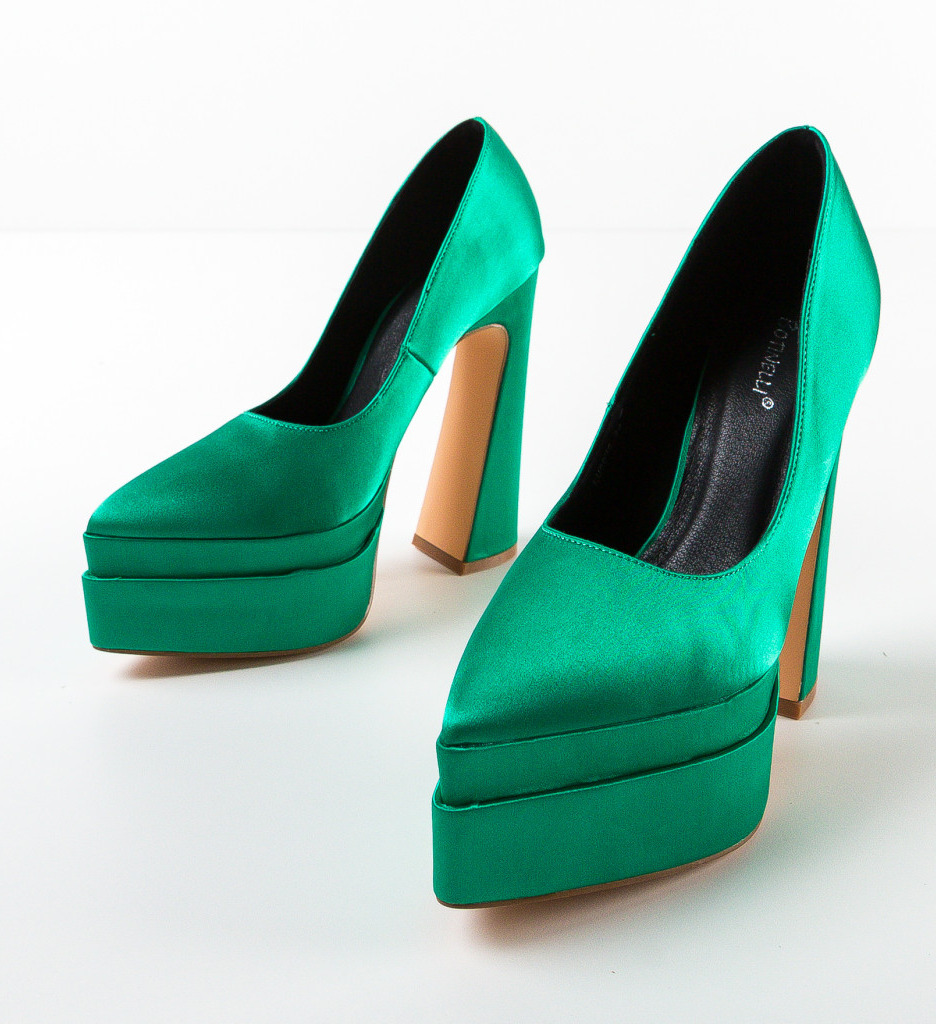 Carweb Pantofi Verzi cu Toc Eleganți - imagine 5