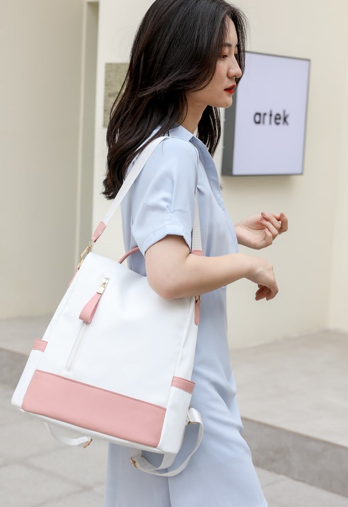 Rucsac Delis Carla GT2173 Antifurt Alb/Roz - imagine 3
