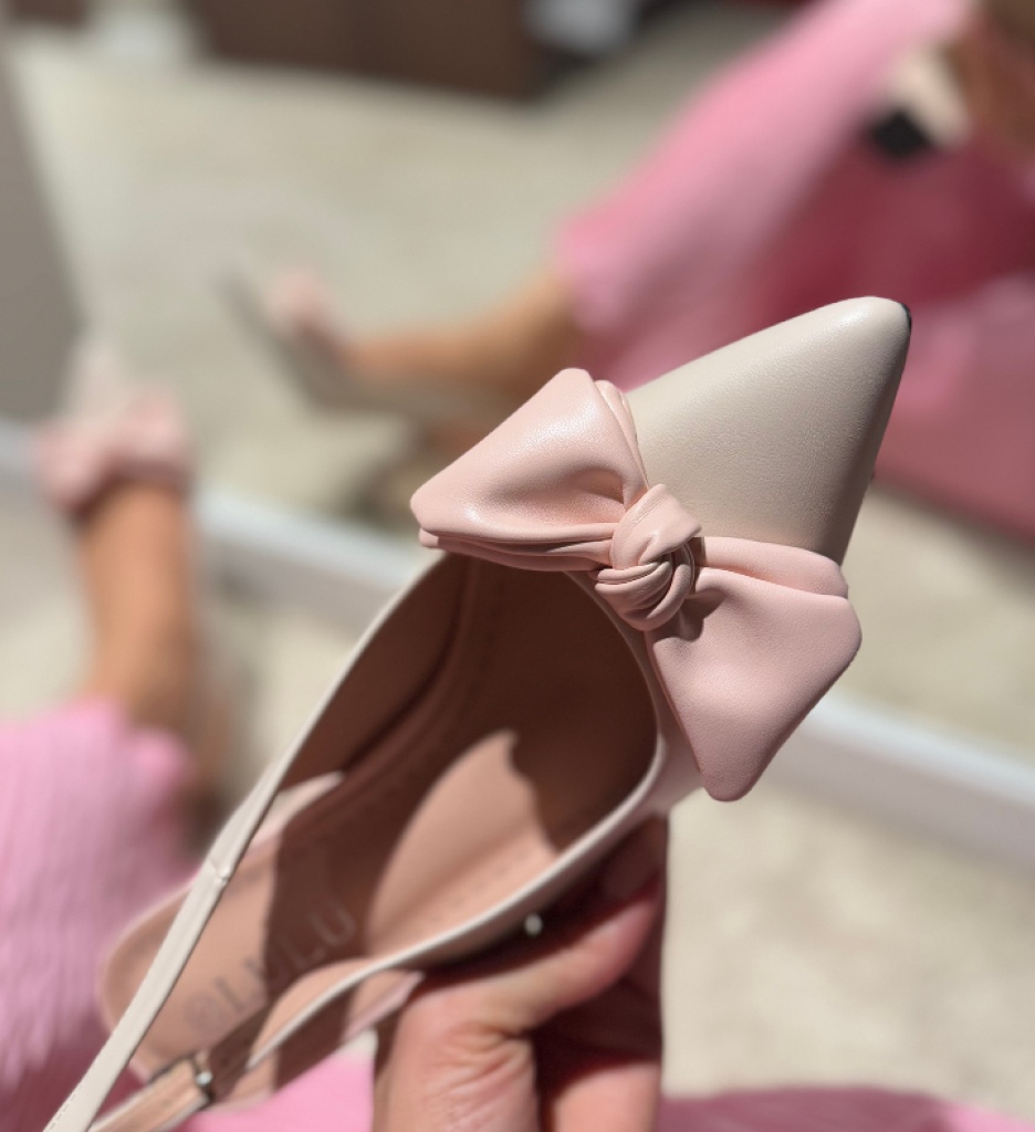 Pantofi Long Depurtat Toc Eleganță Bej - imagine 2