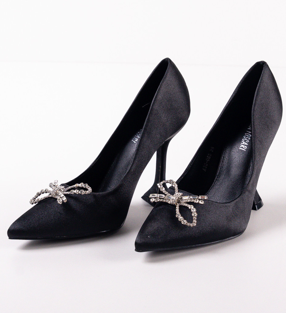 Pantofi Dama Eleganți Negri cu Toc Înalt - imagine 6