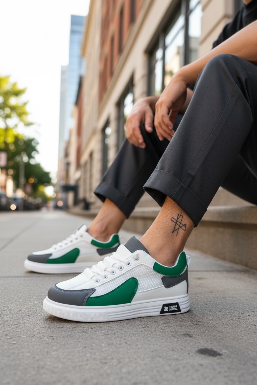 Adidasi Barbati Casual Verzi | Confort si Stil - imagine 2