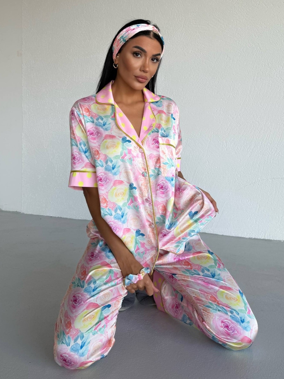 Set Pijama Dama 2 Piese Nasturi Delis - imagine 2