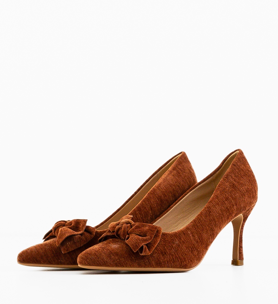 Pantofi Vynel Maro Eleganți cu Toc - imagine 6