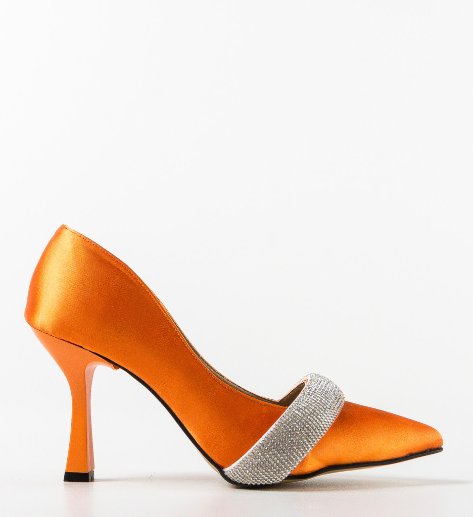 Pantofi Andor Portocalii cu Toc Eleganți - imagine 4