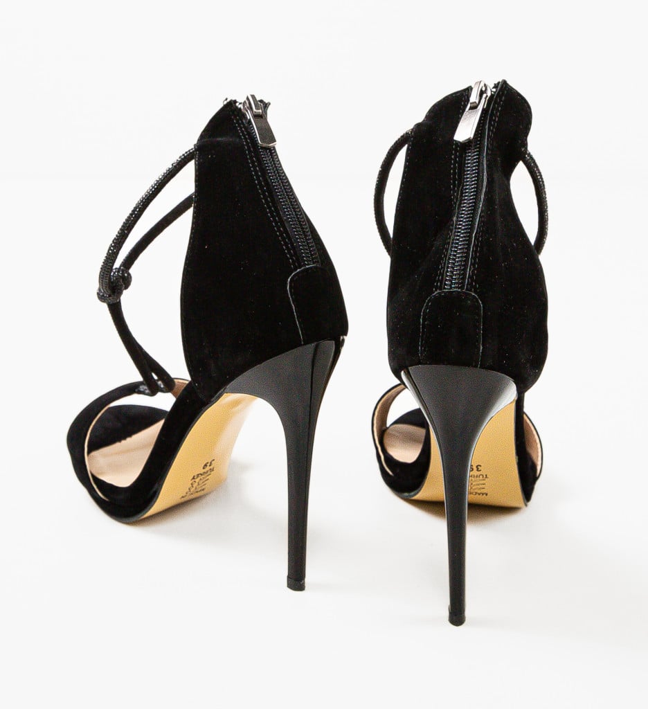Sandale Aneama Negre 2 cu Toc Elegant - imagine 6
