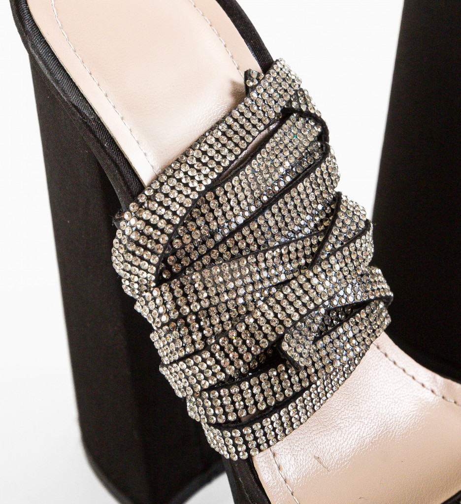 Sandale Dama Strap Negre Elegante cu Toc - imagine 7