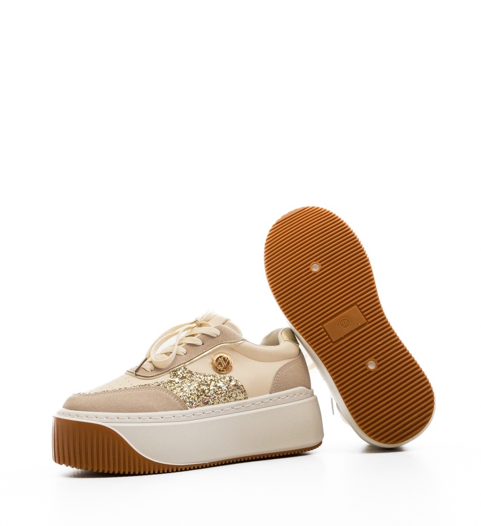 Sneakers Dama Plouta Bej - Confort & Stil - imagine 4