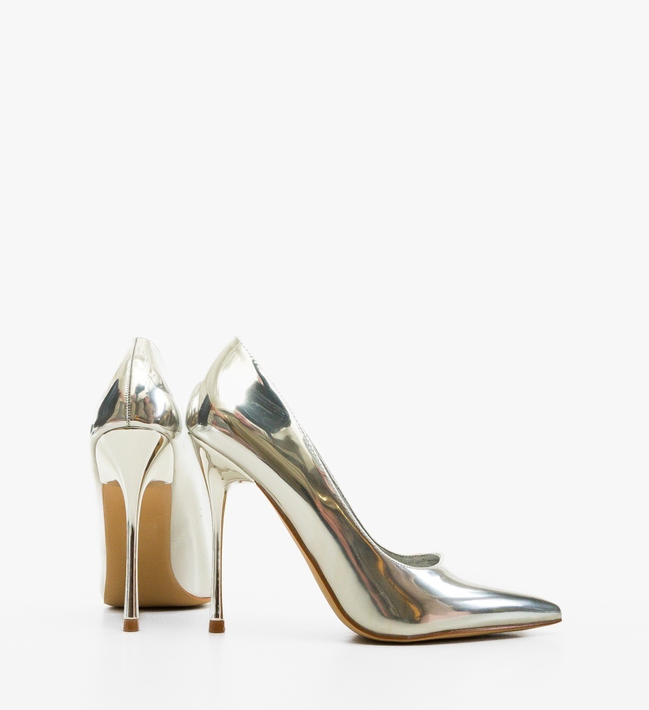 Pantofi Stiletto Argintii Eleganți - imagine 4