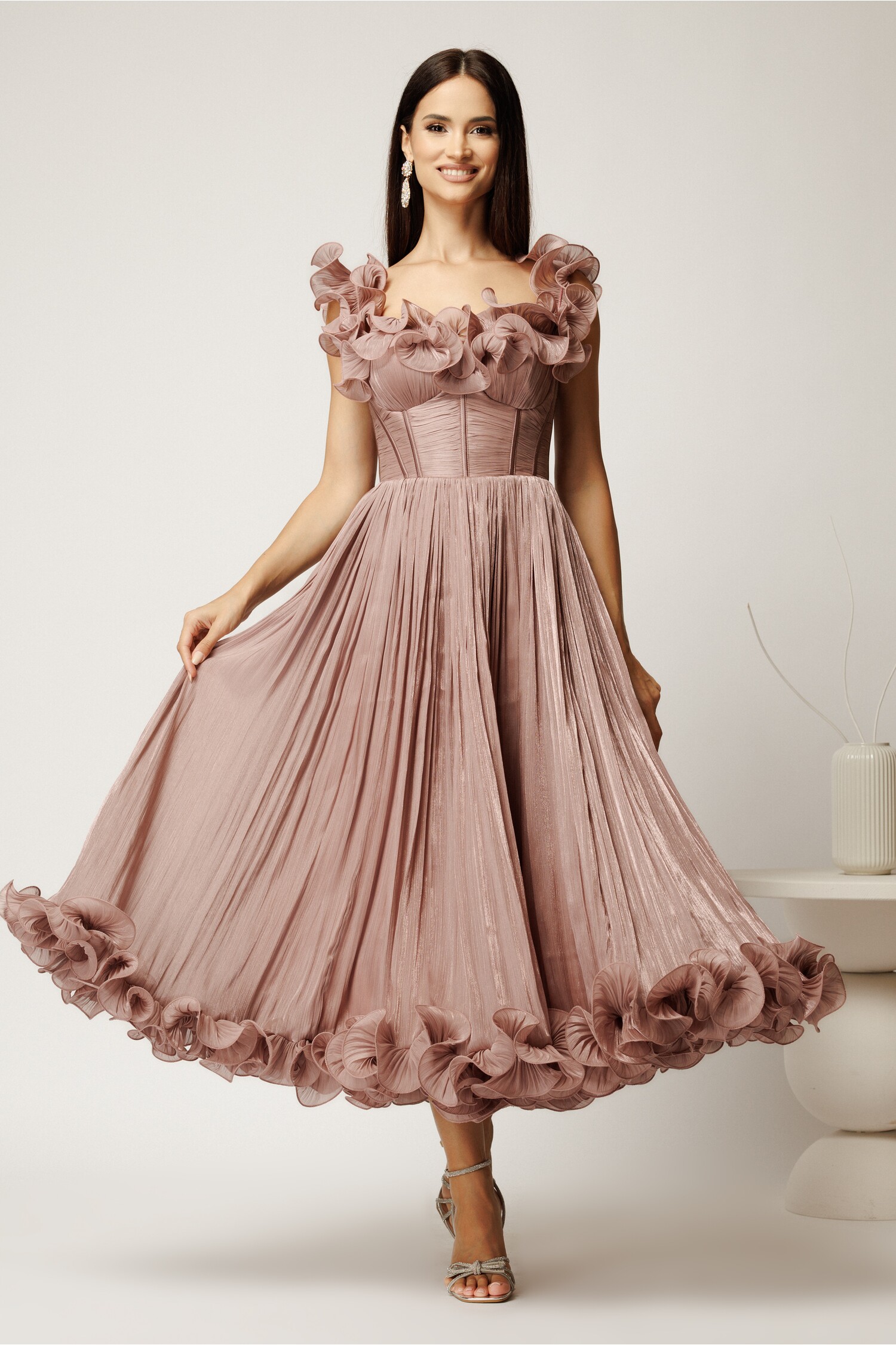 Rochie Cununie Civila Lila Eleganta din Voal