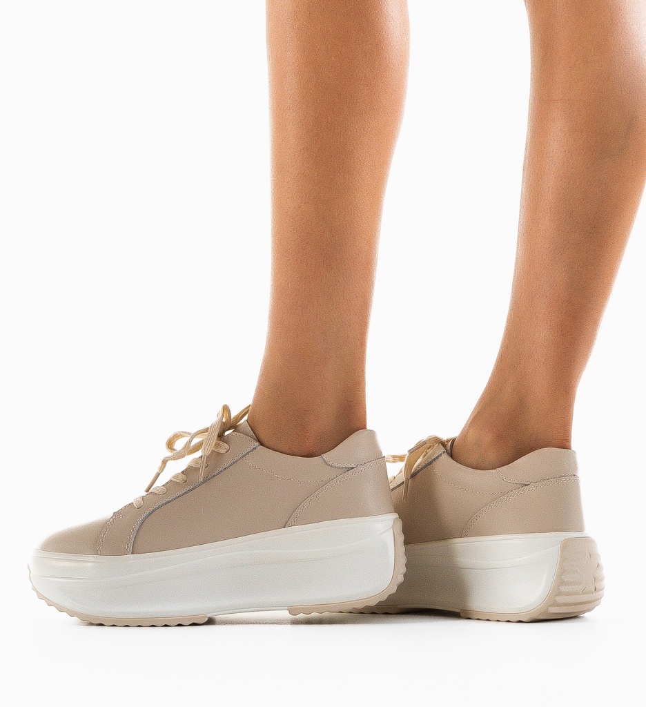 Pantofi Casual Yrna Bej Confortabili - imagine 2