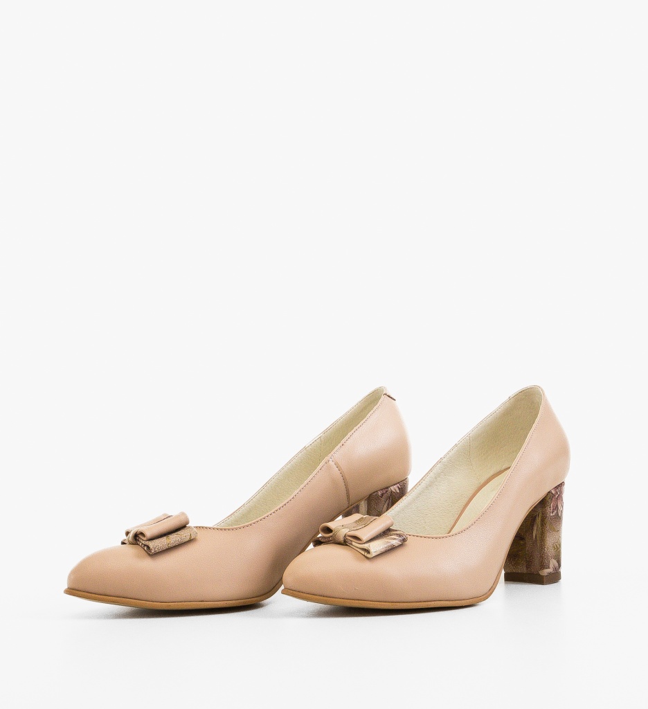 Pantofi dama Ubra Bej cu toc elegant - imagine 5