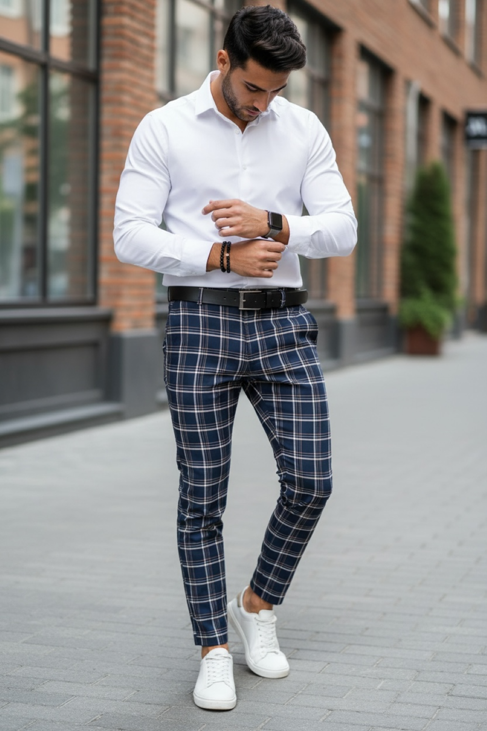 Pantaloni Barbăți Eleganți în Carouri | Stil Modern - imagine 2