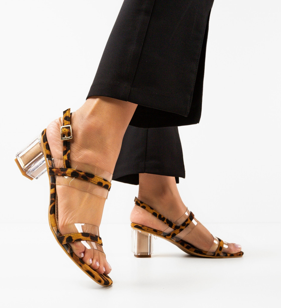 Sandale Toc Martens Animal Print Elegante - imagine 3