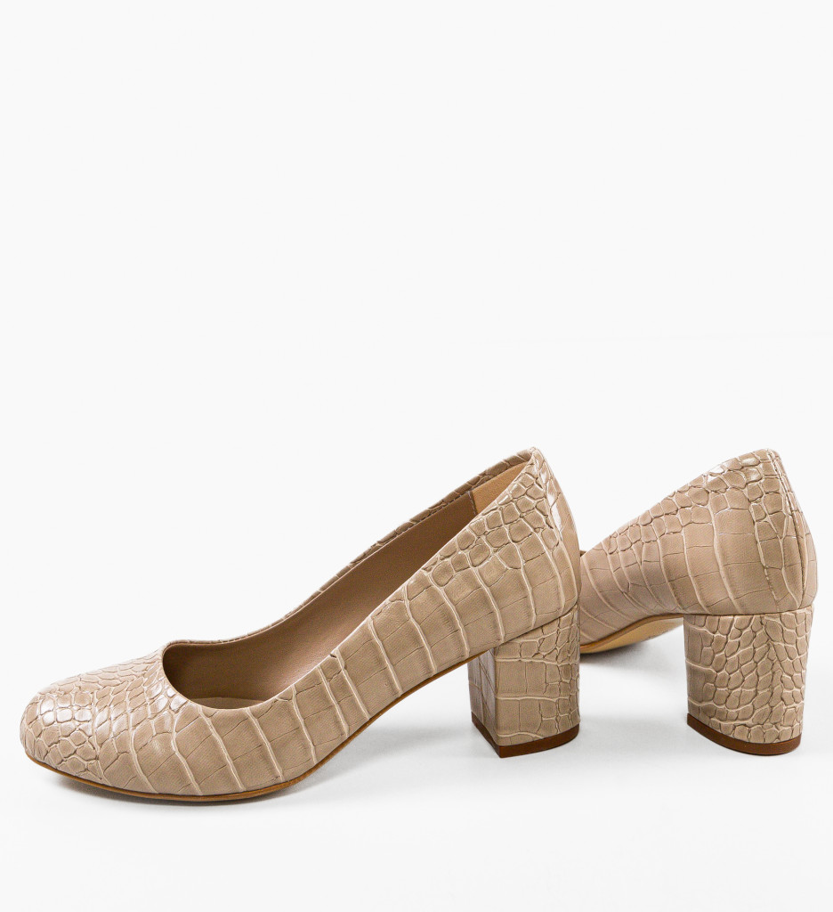 Pantofi dama Azura Bej eleganți cu toc - imagine 8