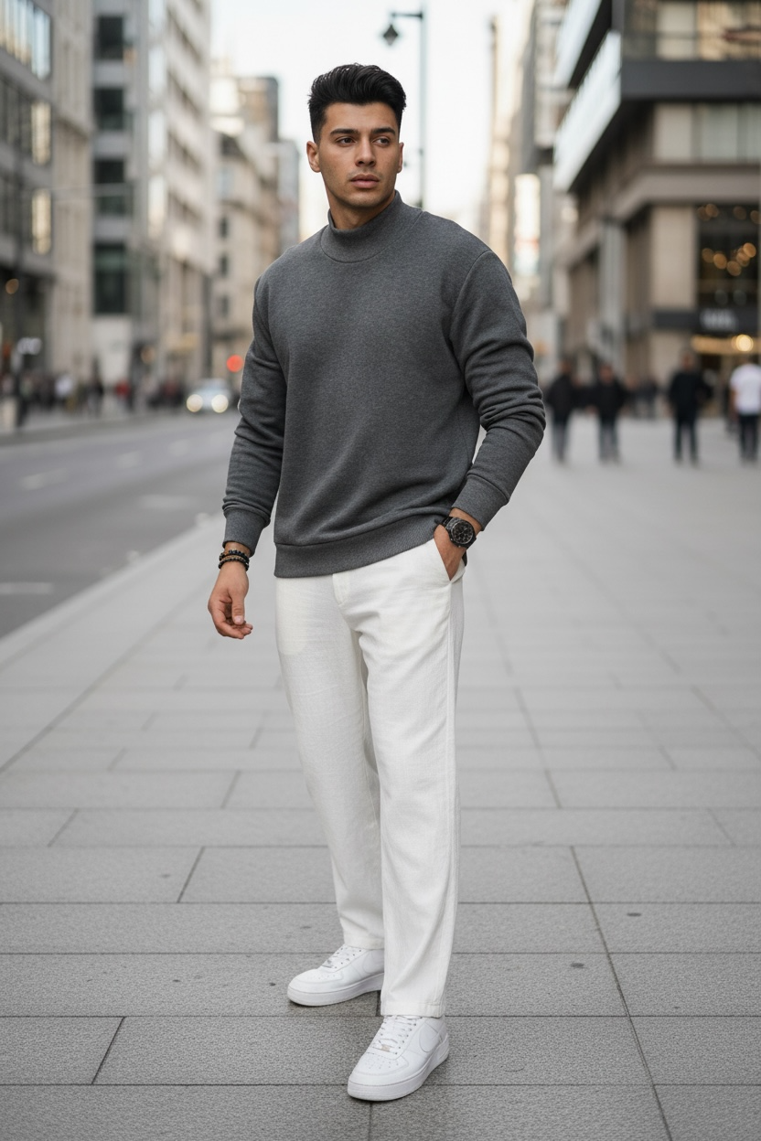 Bluza bărbați gri slim fit | Elegantă și Comfortabilă